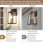 MAXvolador Outdoor Wall Sconce, Large Exterior Waterproof Wall Lantern Light Fixture, Oil Rubbed Bronze Porch Lights, Anti-Rust E26 Patio Lighting, 2 Pack
