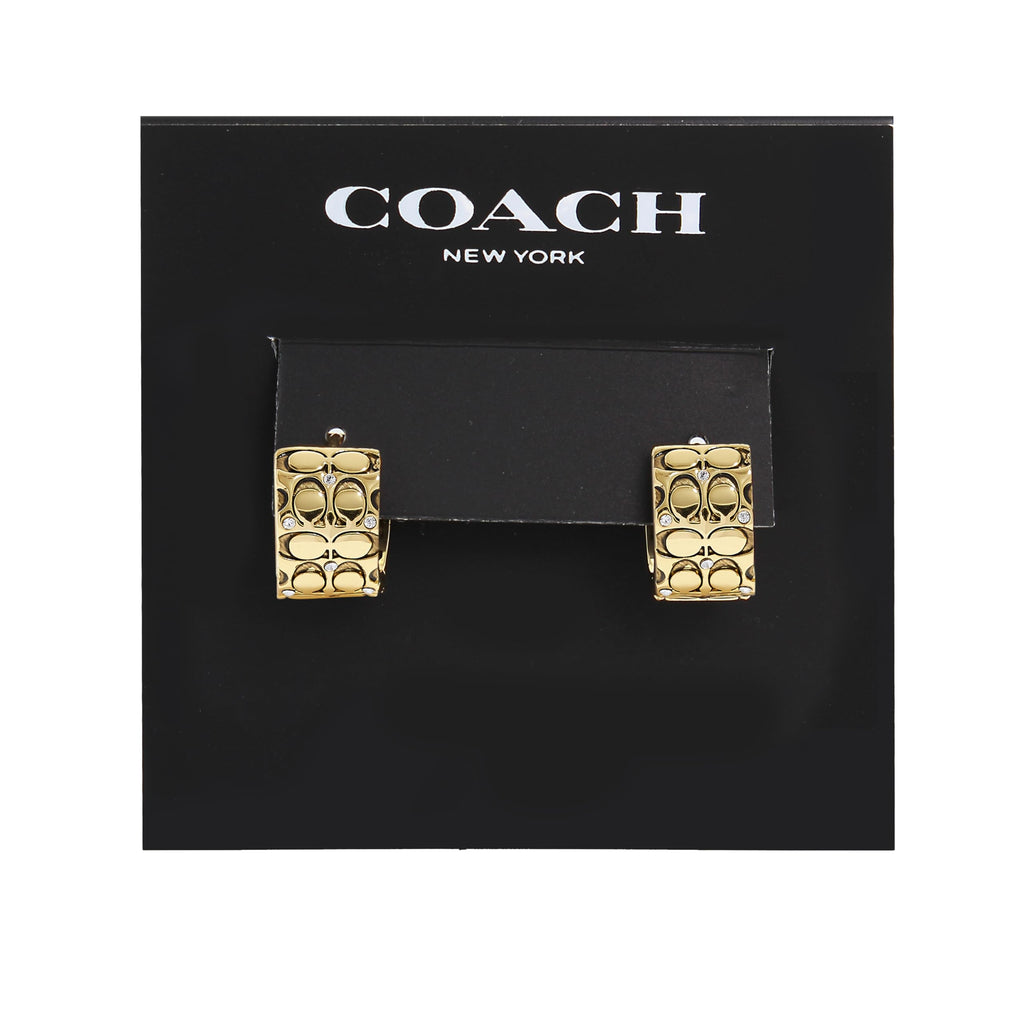 COACH Quilted C Huggie Earrings Golden One Size