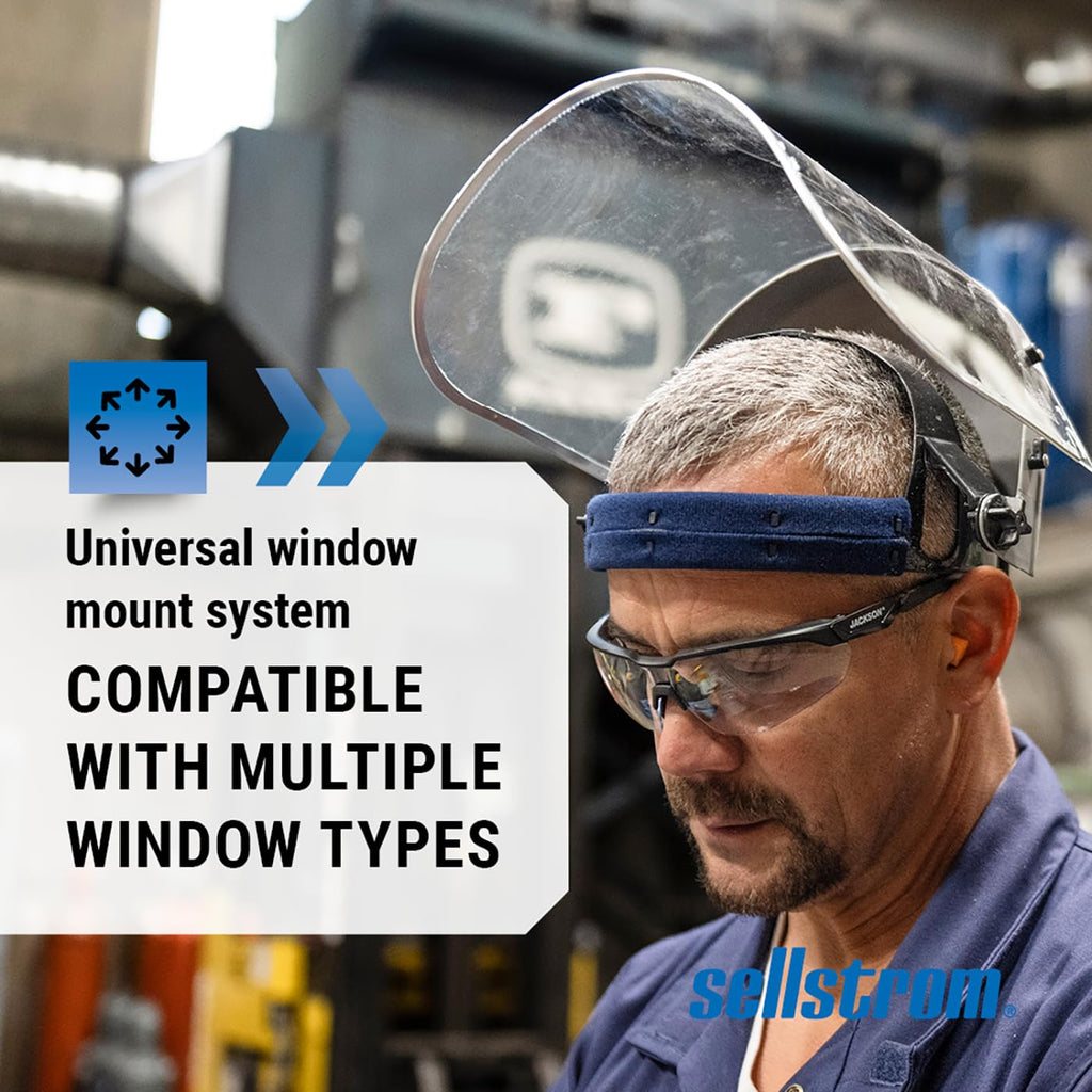 Sellstrom Advantage Face Shield - Lightweight Mask with Crown & Ratchet Headgear, for Work, Grinding, Cutting - ANSI Z87.1 - Clear Uncoated Polycarbonate Window
