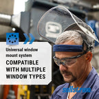 Sellstrom Advantage Face Shield - Lightweight Mask with Crown & Ratchet Headgear, for Work, Grinding, Cutting - ANSI Z87.1 - Clear Uncoated Polycarbonate Window