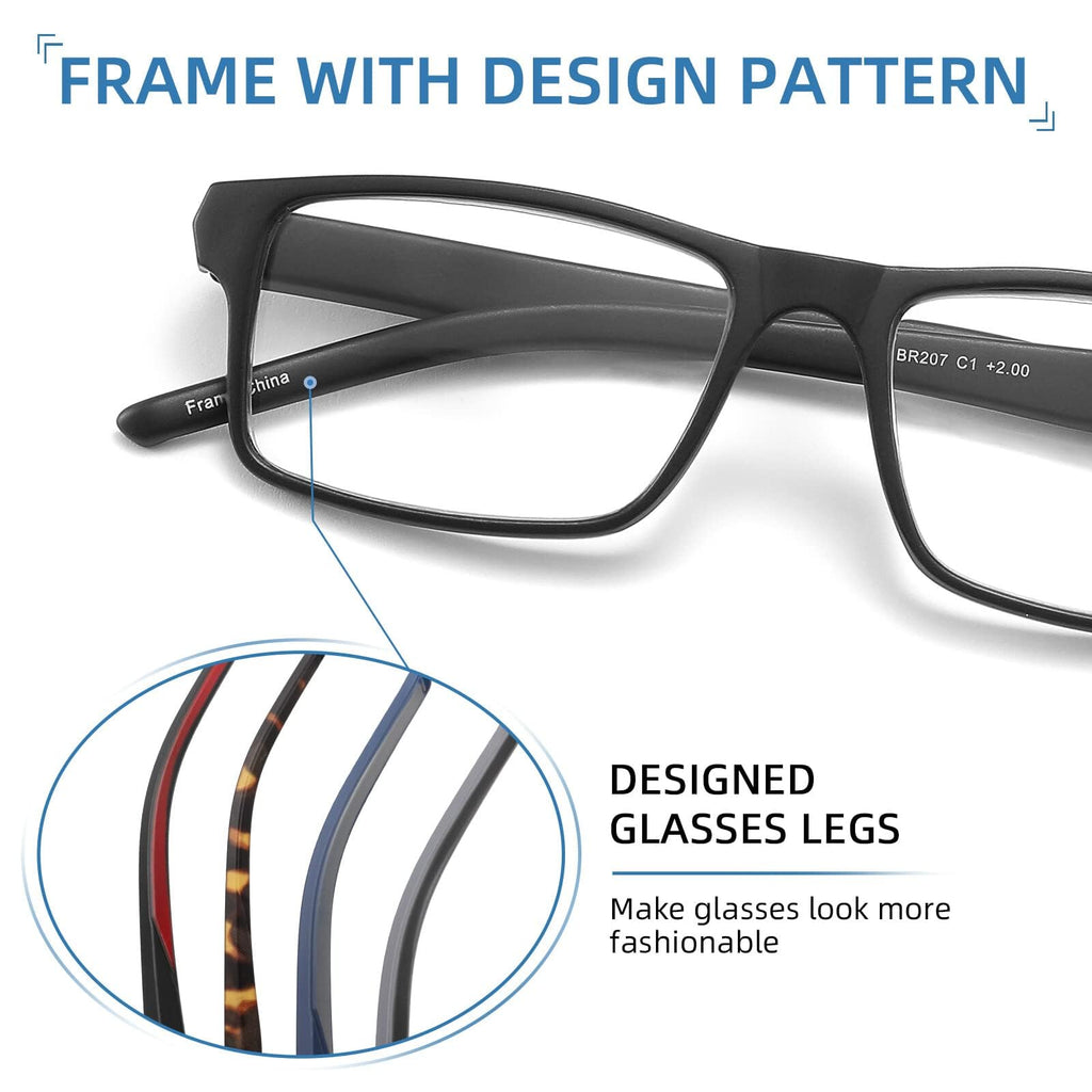 JAWSOCK 4 Pack Reading Glasses Blue Light Blocking for Men Women,Rectangular Frame Computer Readers with Spring Hinge,Reading Glasses for Men Women，Anti Eyestrain/UV Ray Eyeglasses (1.75x)