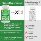 Genex Formulas Huperzine A 200mcg (120 Capsules) | Nootropic Supports Memory, Focus, and Cognitive Health - Non-GMO, Gluten Free, Vegetarian