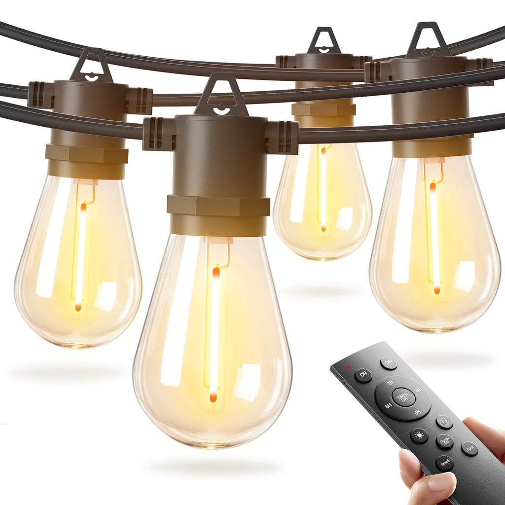 addlon 25FT LED Outdoor String Lights with Edison Shatterproof Bulbs, Heavy-Duty and Weatherproof Strand, Commercial Grade Patio Lights, Decorative for Garden or Patio, Black