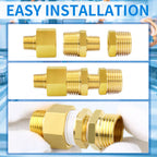 ChillWaves Brass Pipe Fitting, Reducer Hex Bushing 1/2" NPT Male x 1/4" NPT Female Thread Adapter(12-PACK)