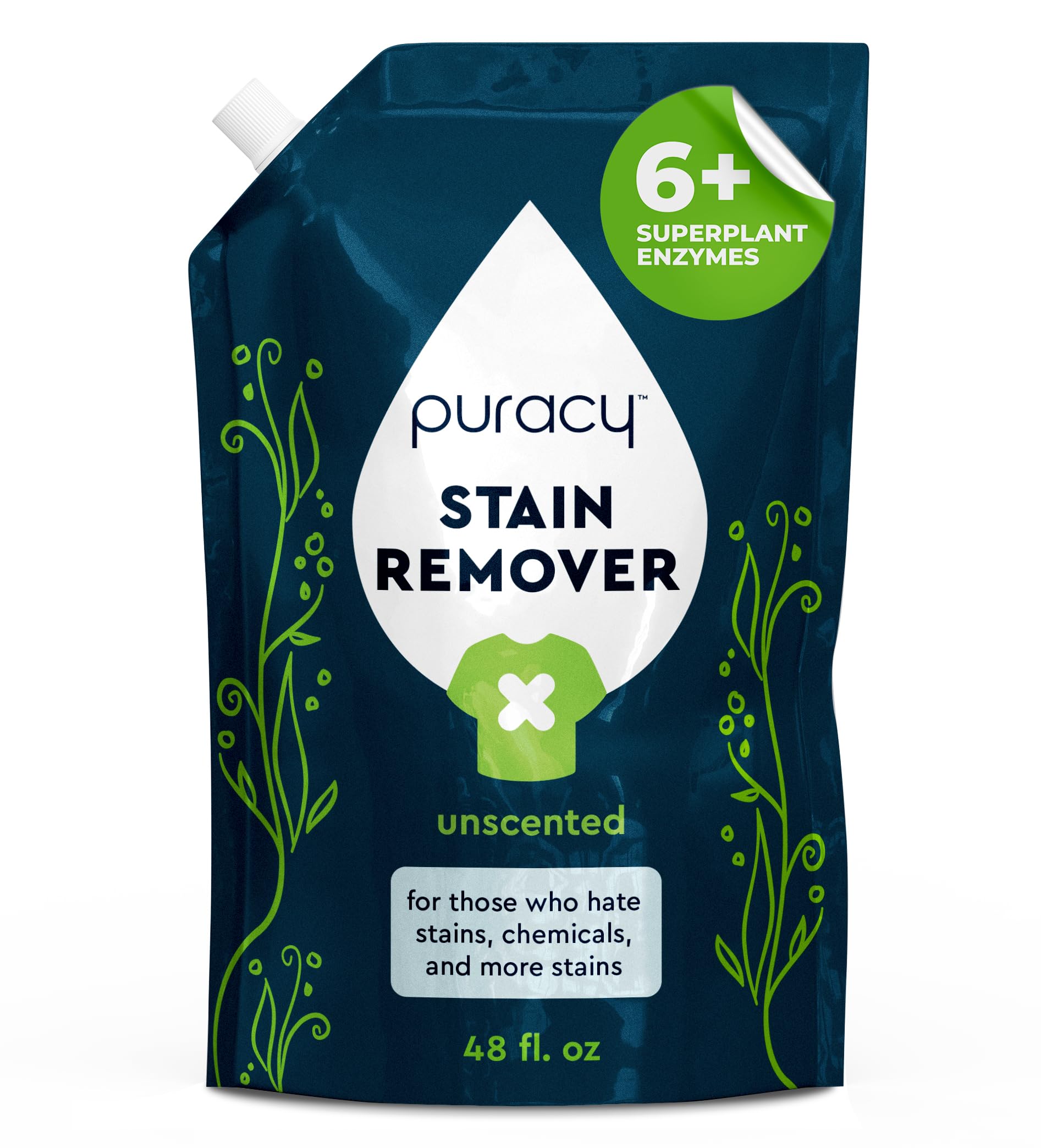 Puracy Stain Remover, Travel and Laundry Stain Cleaner for Clothes, Baby Essentials, Kids Stains, Oil and Fabric Spot Cleaner, (Stain Remover Spray, 48 fl oz)