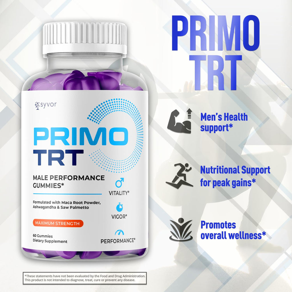 (2 Pack) Primo TRT Gummies for Men, Official Primo TRT Male Performance Gummys with Maximum Strength Ingredients, Advanced PrimoTRT Male Health Support Supplement with Premium Vitamins (120 Gummies)