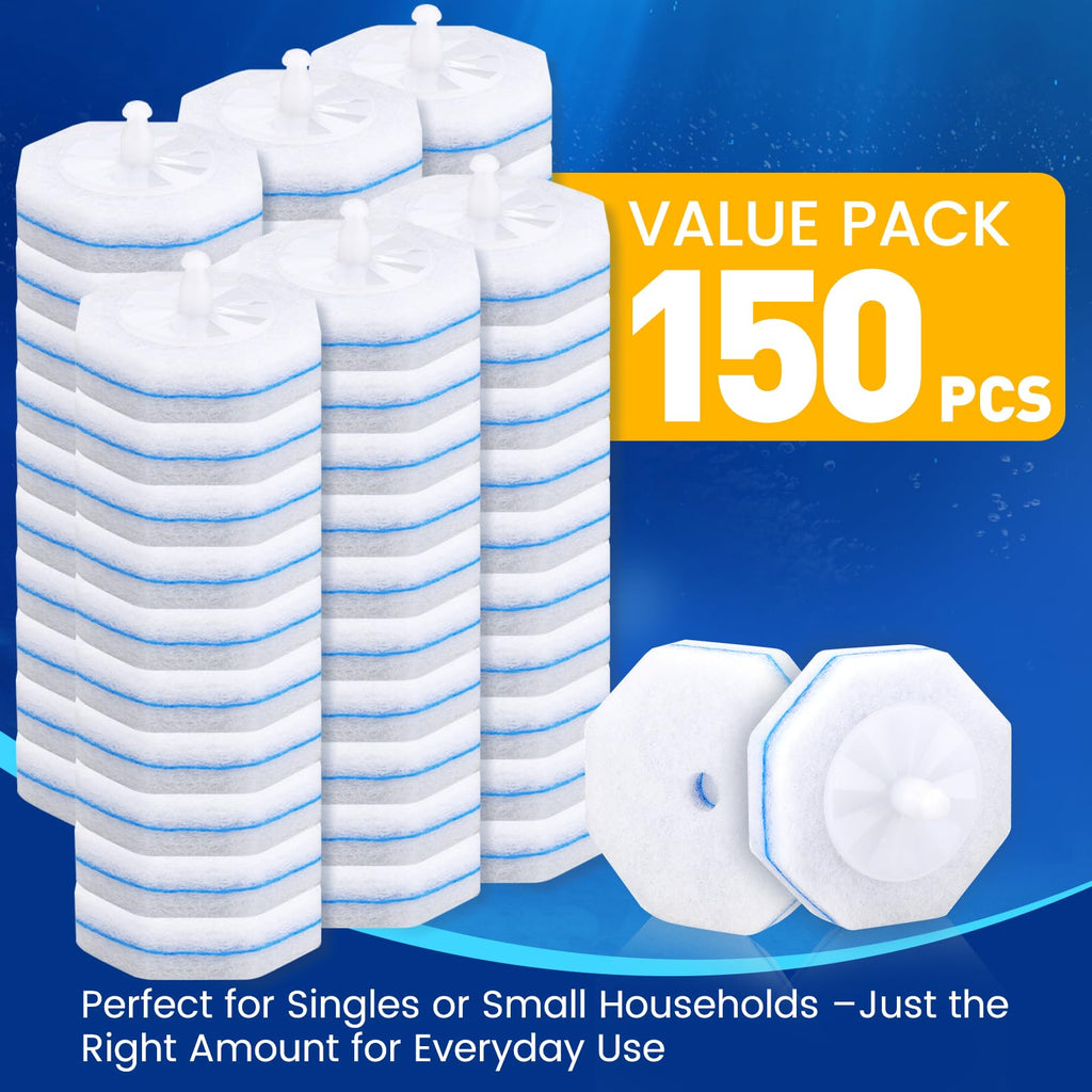 Zeefpod Toilet Brush Refills, Disposable Toilet Bowl Cleaner Refills for Toilet Cleaner Wand, Single-Use Hygienic Scrubber Pads, 150 Count