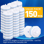 Zeefpod Toilet Brush Refills, Disposable Toilet Bowl Cleaner Refills for Toilet Cleaner Wand, Single-Use Hygienic Scrubber Pads, 150 Count