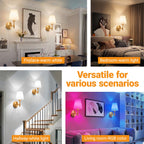 Nekhung Battery Operated Wall Sconces Set of Two, Wireless Battery Wall Light with 10000mAh RGB Dimmable Magnetic Bulb and Remote, Rechargeable Sconce Wall Decor for Bedroom Living Room Hallway