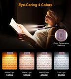 Gritin Book Light, Eye Caring 4-Color & 5-Brightness Neck Light Reading Light- Stepless Dimming,30-min Timer,80+ Hrs Runtime,Bendable Round Neck Design, Lightweight for Reading-Midnight Purple