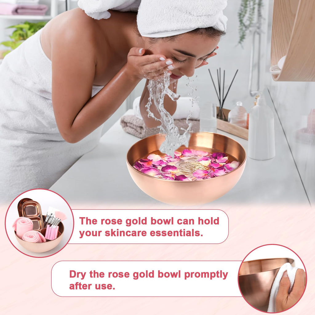 26 Rose Gold Esthetician Supplies Kits 3 Facial Bowls Large Spa Bowls 3 Fan Brushes Makeup 3 Face Mask Brushes Salon Tray 3 Section Skincare Tray 12 Face Sponge Compressed 2 Spa Headbands for Women