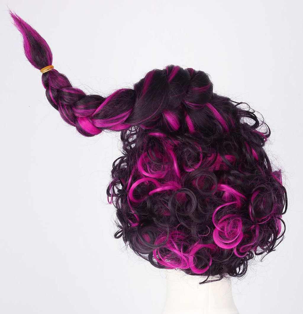 Topcosplay Women Wig Purple Mixed Red Halloween Costume Cosplay Wigs with Braid
