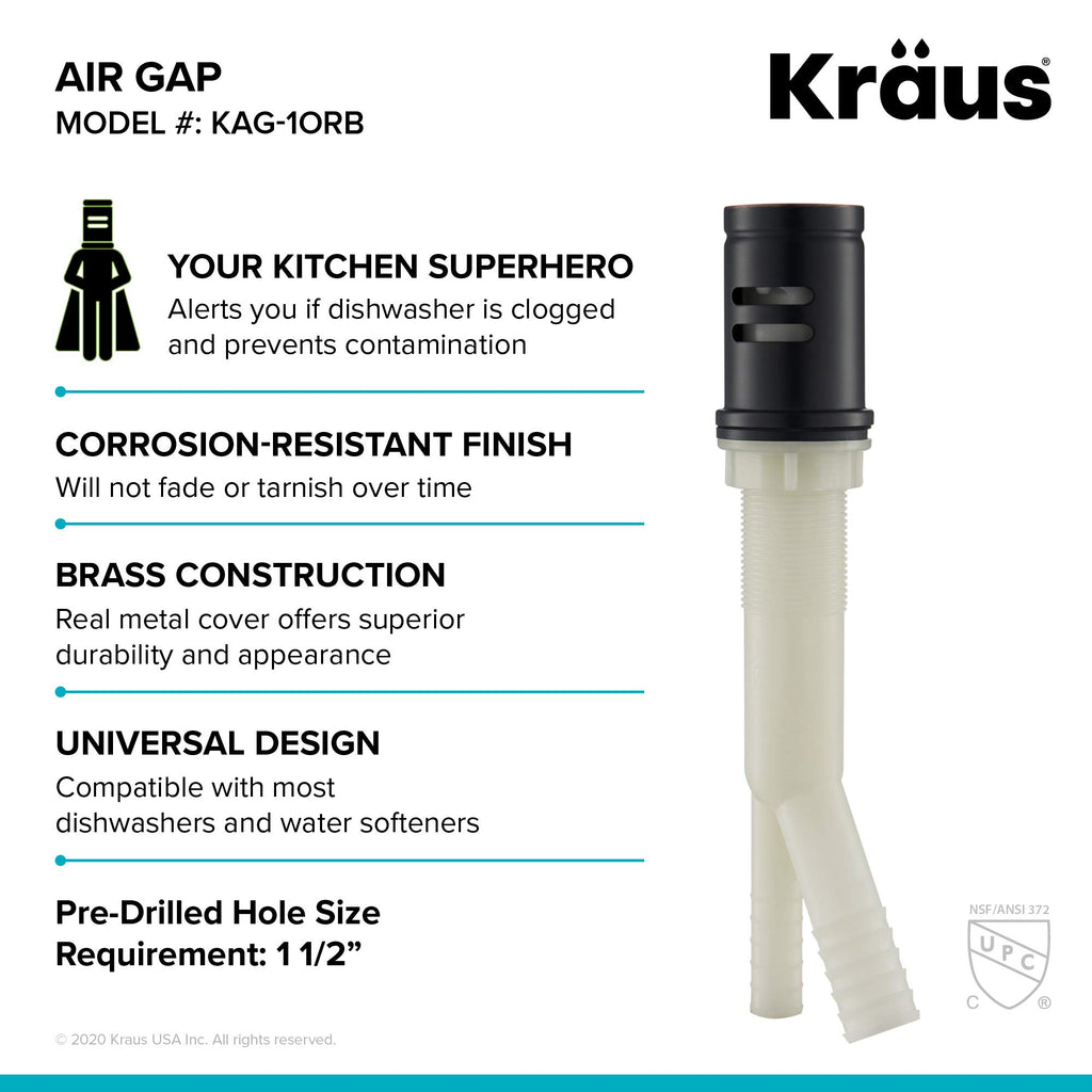 KRAUS Dishwasher Air Gap in Oil Rubbed Bronze, KAG-1ORB
