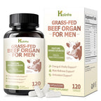 Grass Fed Beef Organ Supplement for Men - Beef Liver Capsules,Pasture Raised Beef Organs with Heart, Liver, Kidney, Spleen, Testicle & Prostate, Zinc, Selenium, Vitamin D3, Ginseng, Cordyceps