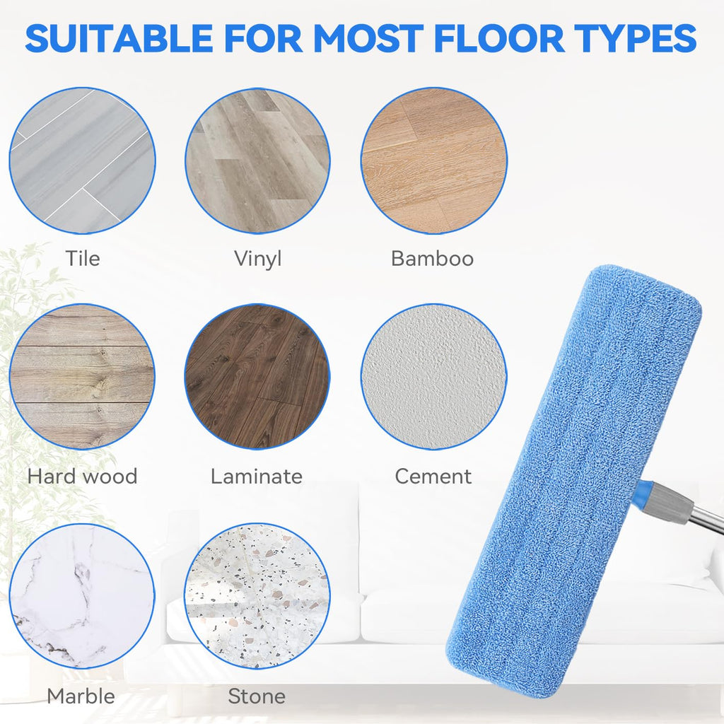 Microfiber Mop Pad for Rubbermaid Commercial 20 Inch Mop Head - 10 Pack Wet & Dry Commercial Cleaning Refills Reusable Mop Refills Fit for Any Microfiber Flat Mop System 18" to 21"