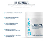 Revive MD Gut L-Glutamine Powder - Muscle Recovery & Immune Support Supplement for Adults - Promotes Digestive Health, Reduces Muscle Soreness & Supports Immunity - Vegan (90 Servings)