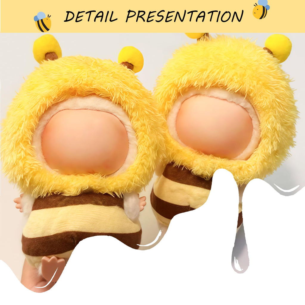 Zimomo Funny Clothes for labubu Dolls(No Doll) - Cute Bee Costume, Fits 6.7 Inch (17 cm) Park Theme Costume Accessory,Suitable for Halloween, Christmas and Birthday Gifts