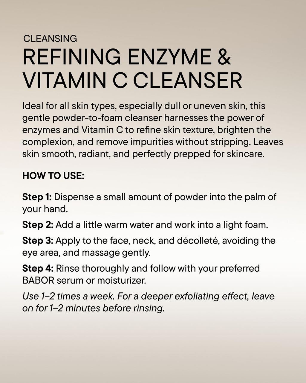 BABOR Enzyme & Vitamin C Powder Cleanser – Water-Activated Face Wash for Brightening & Exfoliation | Gentle Daily Polish for the Look of Refined Pores & Radiant-Looking Skin | Travel-Friendly