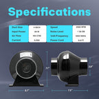 Simple Deluxe 4 Inch 195 CFM Inline Duct Ventilation Fan, Exhaust Fan HVAC Vent Blower for Hydroponics Grow Tent, Basements, Kitchens, Attic, Greenhouses, Black