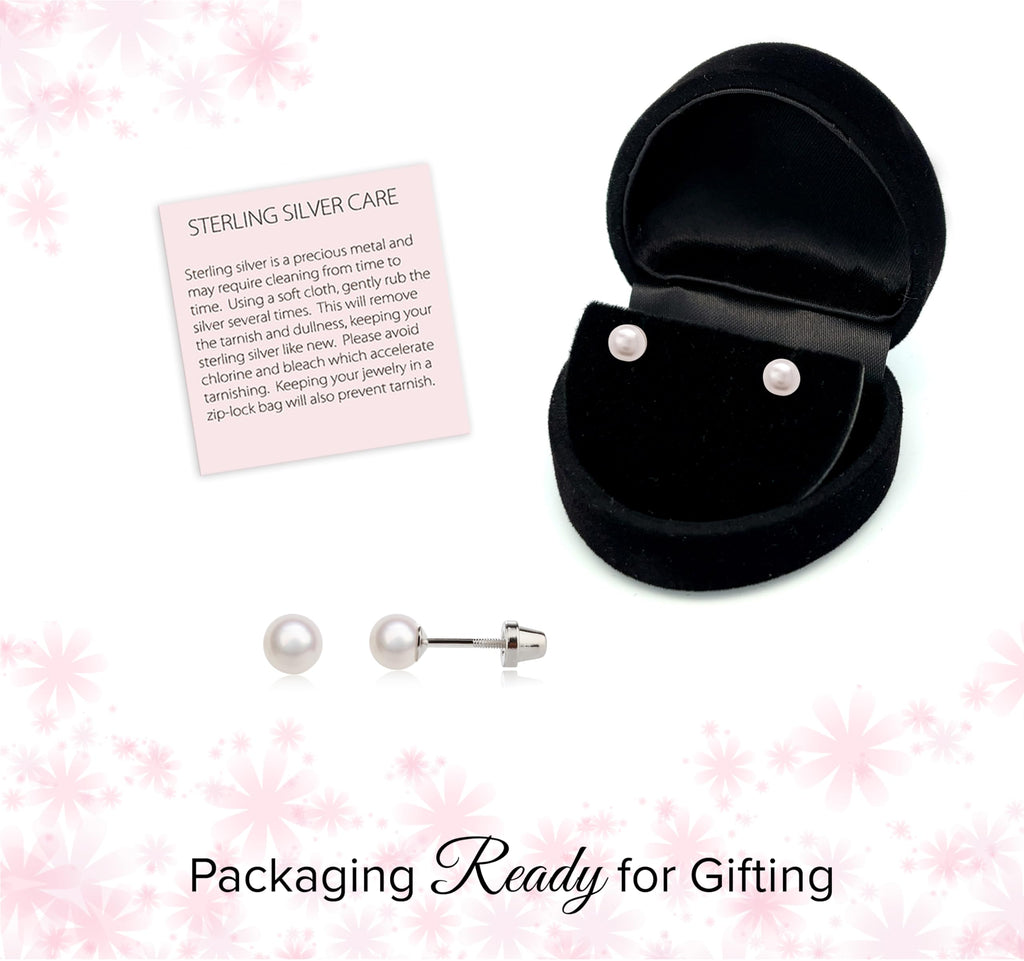 Precious Pieces Children's Freshwater Pearl Earrings, 14K Gold-Plated