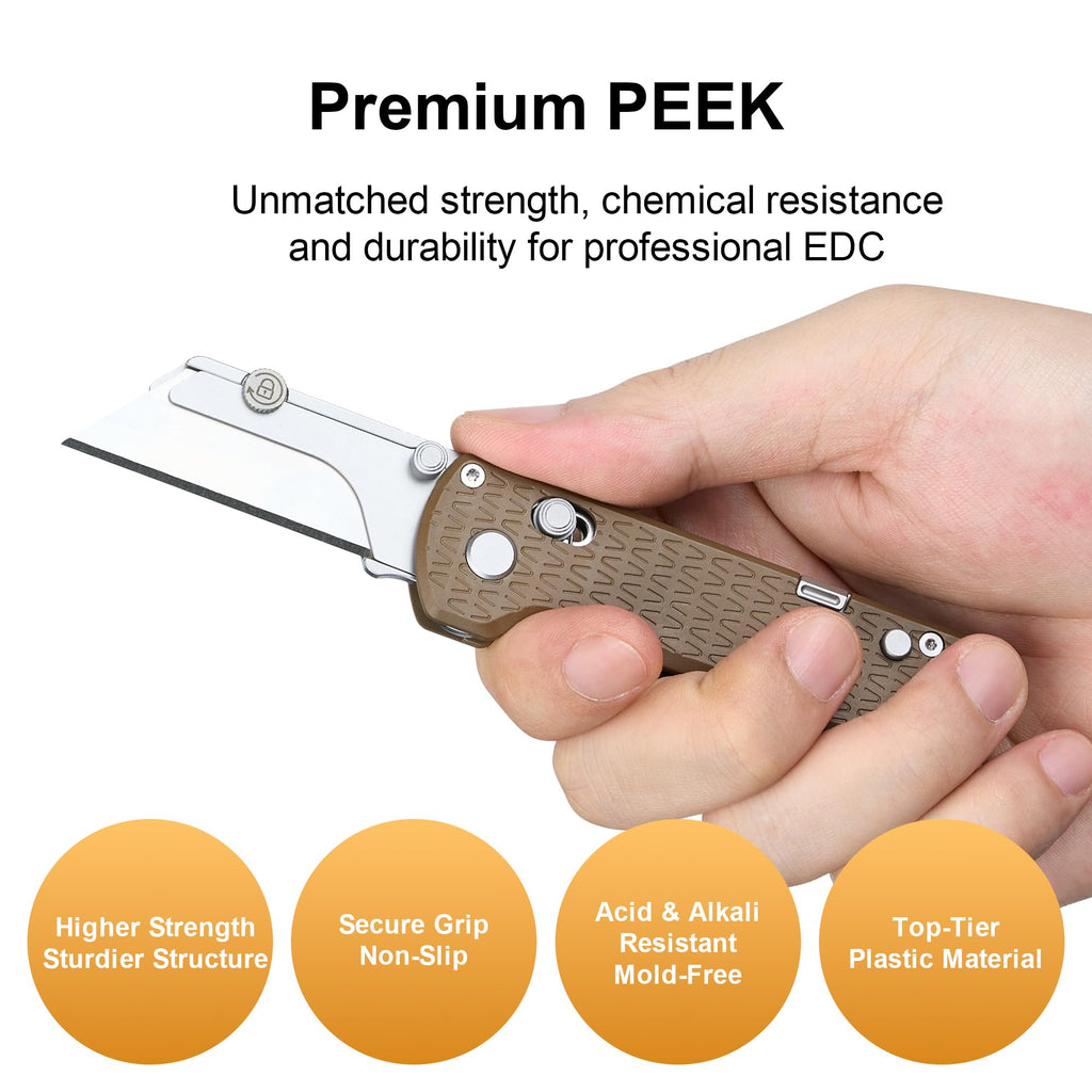 OKNIFE U1 Pro Multitool Folding Utility Knife with Folding Screwdriver, Quick Change Blade, Rail Lock & Pocket Clip for Men Women (PEEK)