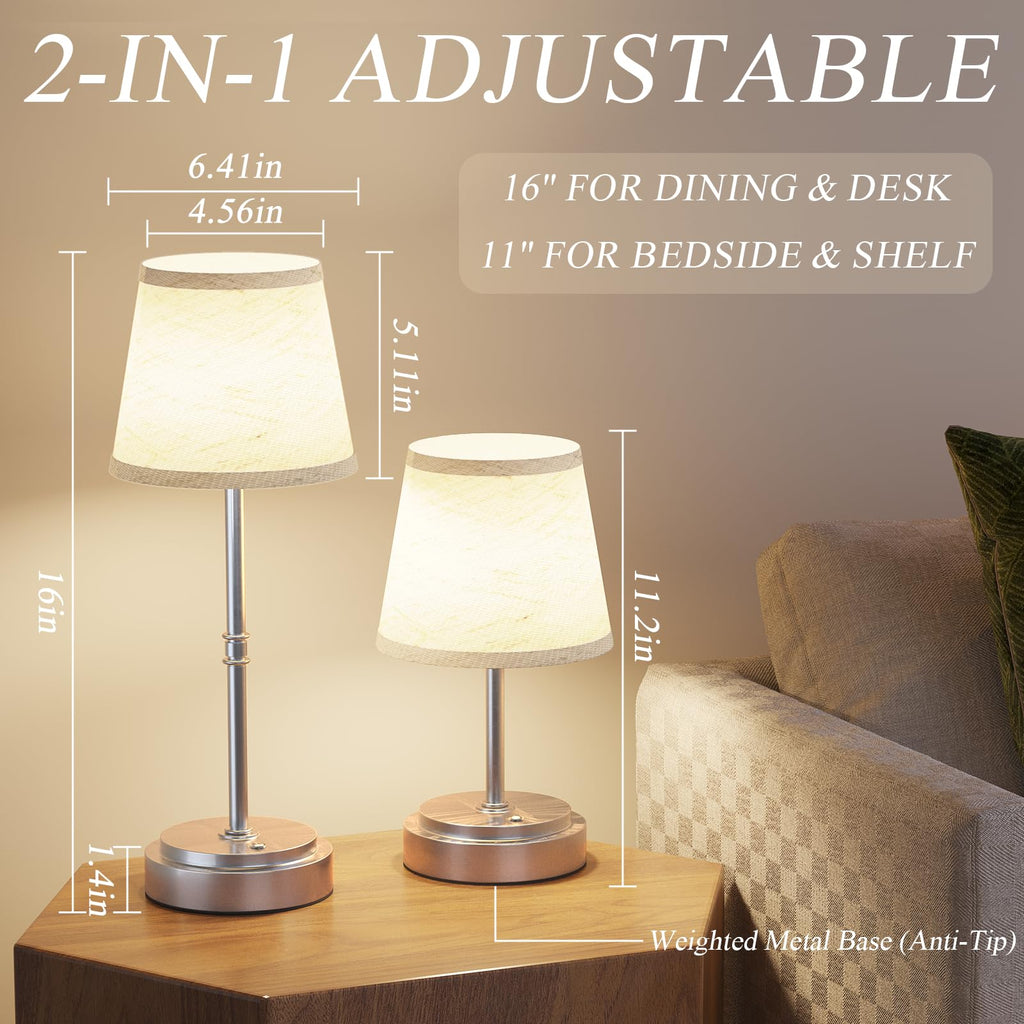 Litluzecozy Cordless Table Lamp Rechargeable Black - 2 Pack 7500mAH Battery Operated Lamp for Decor, 3000K Stepless Dimming Touch Control Wireless Lamp for Bedroom, Dining Table, Counter, Living Room
