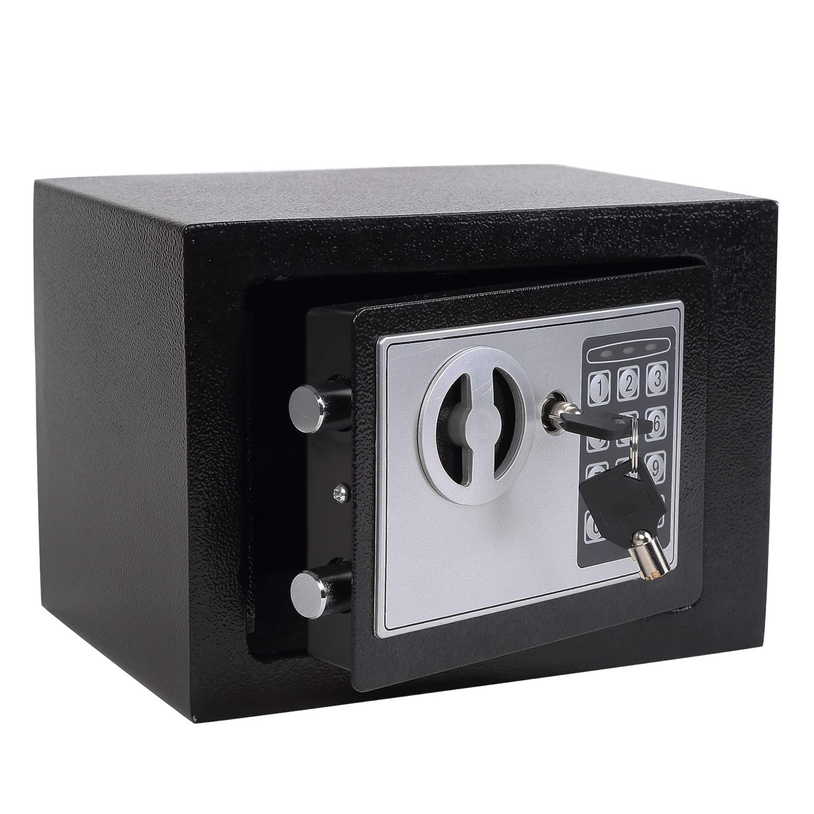 Yuanshikj Safe Box with Electronic Keypad, Small Hidden Steel Security Lock Box with Key, 0.23 Cubic Feet, 9.05" W x 6.69" D x 6.69" H, for Jewelry Gun Cash Use Storage money (BLACK)