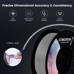 Comgrow PLA 3D Printer Filament, 3D Printer PLA Filament 1.75mm, Dimensional Accuracy +/- 0.02 mm, 2 Rolls of 1KG Spool PLA Grey