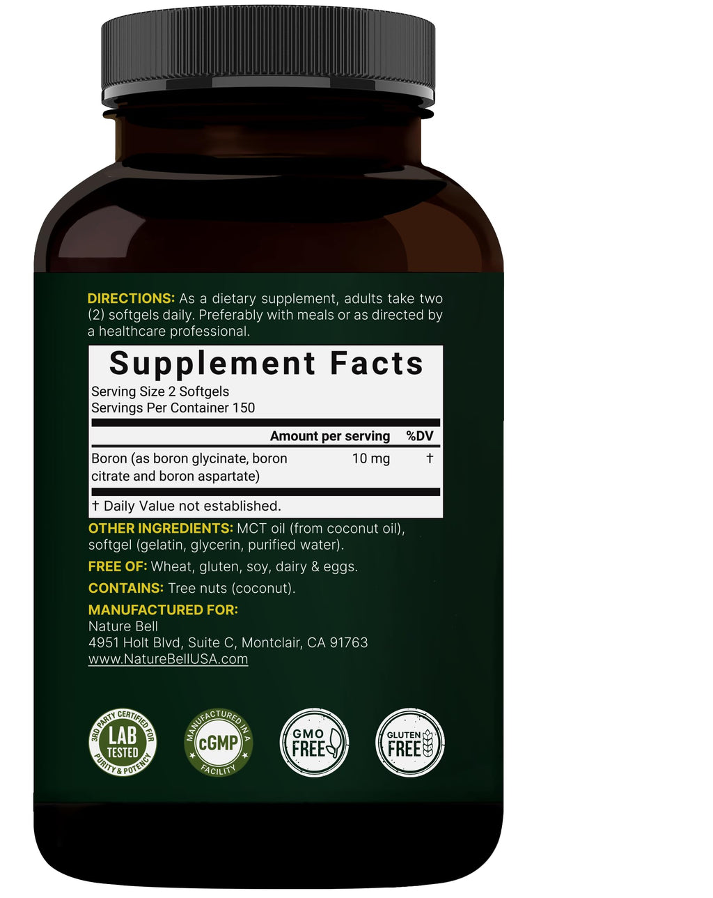 Boron 10mg, 300 Softgels with MCT Oil | High Absorption | Triple Action Boron Supplement for Men & Women | Glycinate, Citrate, & Aspartate Complex | Trace Minerals for Hormone, Bone, & Joint Support