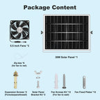 ZIZIWIN 5.5" Solar Chicken Coop Fan 3 Kit, 30W Solar Powered Greenhouse Fan, Solar Exhaust & Intake Fans Outdoor Waterproof, for Outside Shed Doghouse Ventilation Air Circulation Cooling, No Battery