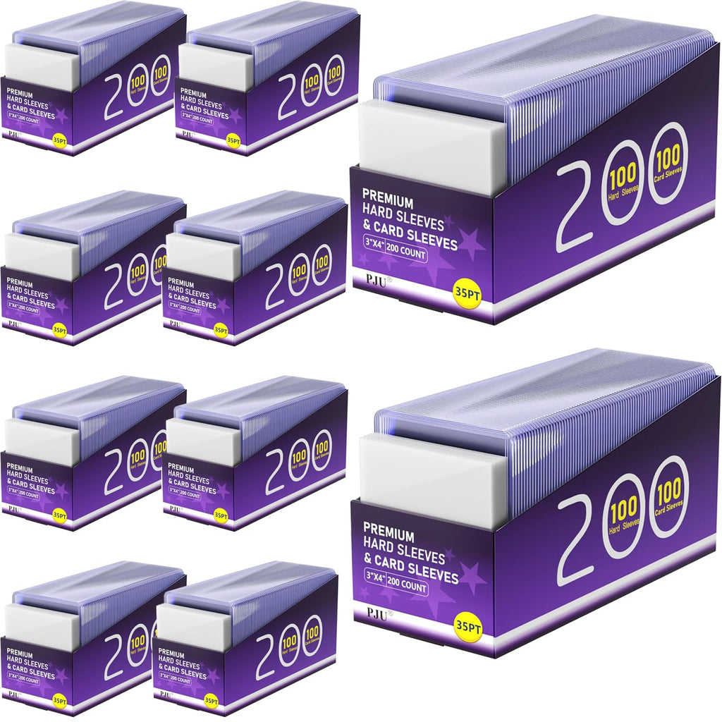 2000 Hard Plastic Card Sleeves, Premium Plastic Baseball Card Sleeves, 3" x 4" Trading Cards Holder, Sports Baseball Football Game Cards Protectors (1000 Hard Sleeve + 1000 Soft Sleeve)