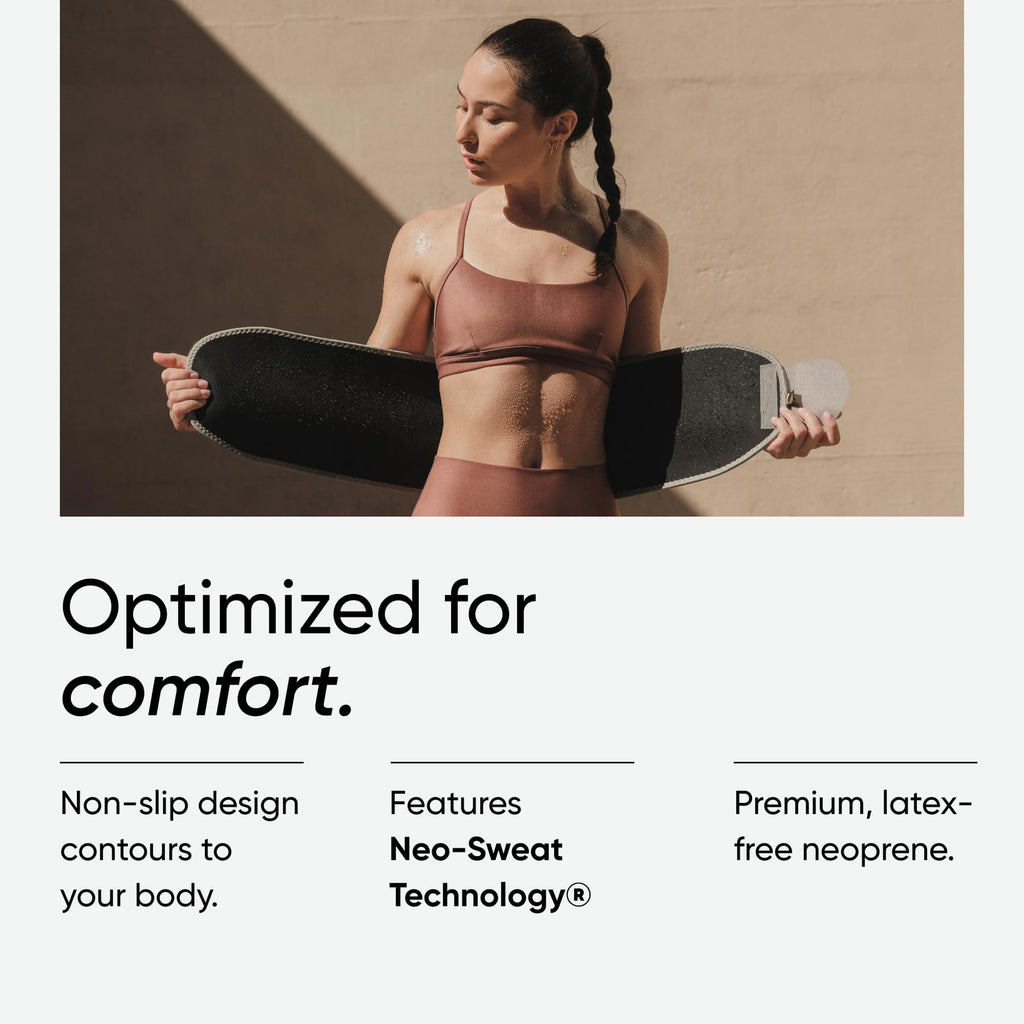 Sports Research Sweet Sweat Waist Trimmer (Core Series) - Premium Sweat Enhancing Fitness Band for Women & Men - Adjustable Fit �� Latex-Free Neoprene - Matte Gray, Medium