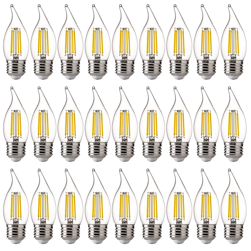 FLSNT 3000K Warm White LED Chandelier Edison Bulbs, 60W Equivalent, Dimmable CA11 E26 Base LED Candelabra Bulbs, 500LM, 24 Pack UL,CA65 Listed.
