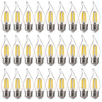 FLSNT 3000K Warm White LED Chandelier Edison Bulbs, 60W Equivalent, Dimmable CA11 E26 Base LED Candelabra Bulbs, 500LM, 24 Pack UL,CA65 Listed.