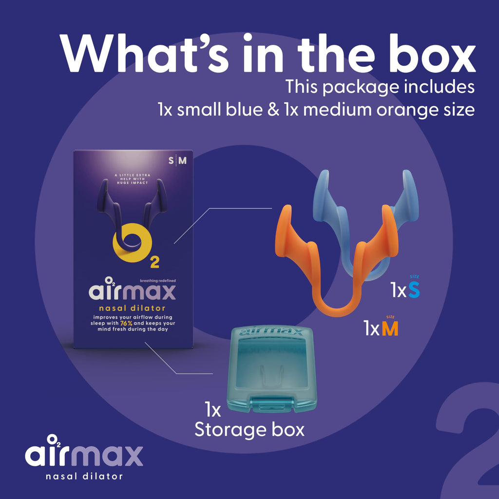 Air Max Nasal Dilators Trial Pack - Anti Snoring Devices - 76% More Airflow for Better Breathing & Against Nasal Congestion - Guaranteed Fit (1x Small & 1x Medium) - Reusable