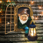 REYISO 10'' Garden Gnome Statue with Solar Lights :Outdoor Tree Decor