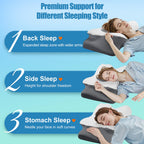 TranquilMoments Cervical Neck Pillow for Sleeping, Memory Foam Pillow for Neck Support, Ergonomic Pillow for Pain Relief, Contour Bed Pillow for Side Back Stomach Sleepers, Grey, Queen Size