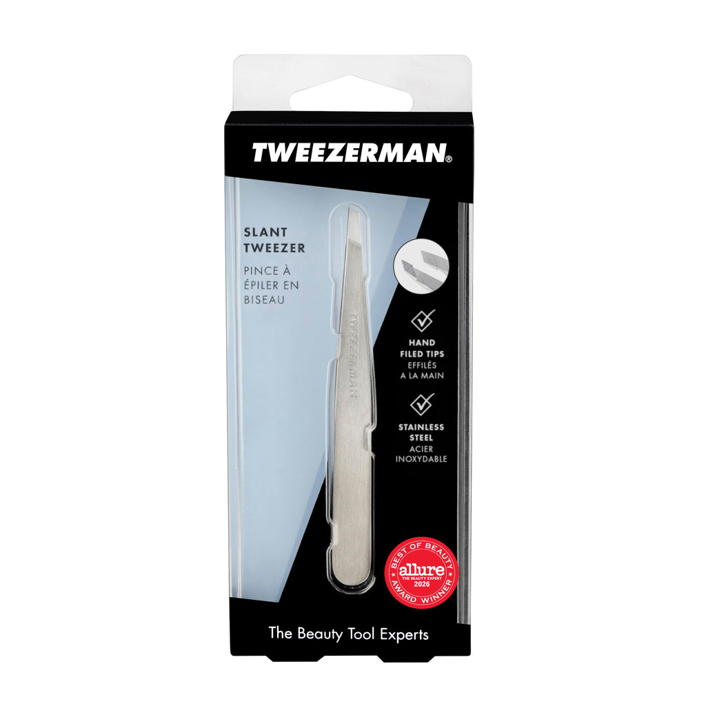 Tweezerman Stainless Steel Slant Tweezer for Eyebrows Silver