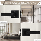 Probrico 3 Pack Black Door Levers Interior Bedroom Entrance Door knobs Door Lock Set One Keyway Entry Keyed Alike Same Key Entrance Lockset Each with 3 Same Keys