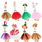 Bafeil Porch Goose Outfits, 8 Set Holiday Porch Goose Clothes for 17/19/23 inch Lawn Geese 4th of July Summer Halloween Christmas All Seasonal Patio Yard Garden Goose Statue Decor