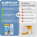 Slobproof Refillable Touch-Up Paint Pen, Mess-Free, Reusable Wall Paint Repair Tool, Precise Application, DIY Home Improvement, Furniture, Arts and Crafts, Patented Design, Easy Storage, Pack of 2