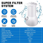 1000 Gallons Pool Filter Pump Above Ground, Swimming Pool Filter Cartridge Pump, Electric Pool Filters Pumps for Pools Sand Cleaning Tool Set, 1000 GPH Pools Pumps Above Ground