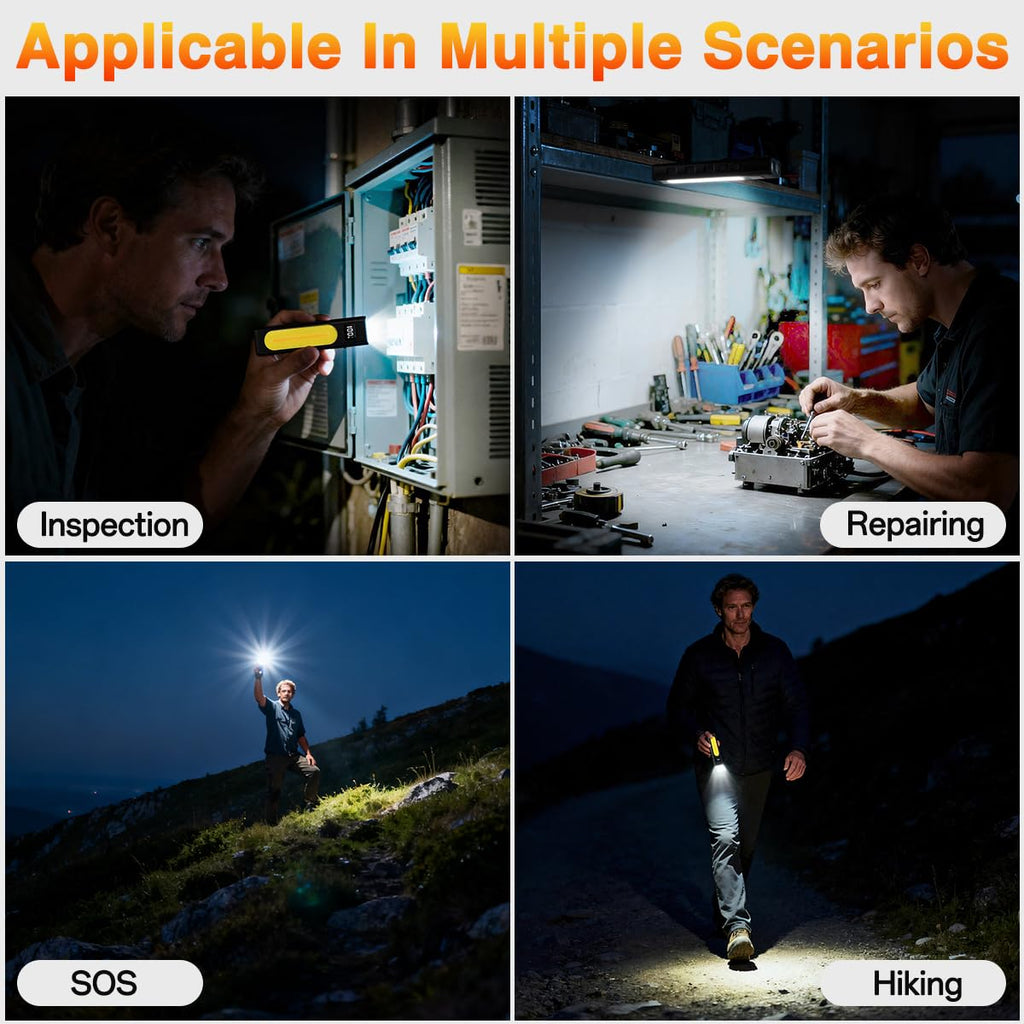4Pack Rechargeable Flashlights High Lumens 1800, Flat EDC Flashlight Rechargeable, Magnetic Pocket Flashlight Super Bright, Waterproof Tactical Flash Lights, Powerful LED Flashlight for Home,Working