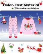 DAUGHTER QUEEN Girls Christmas Pajamas Set 100% Cotton Pjs Unicorn Pajamas for Big Girls Pj Kids Sleepwear Clothes Xmas Jammies Size 12 11 10-12 Youth Years