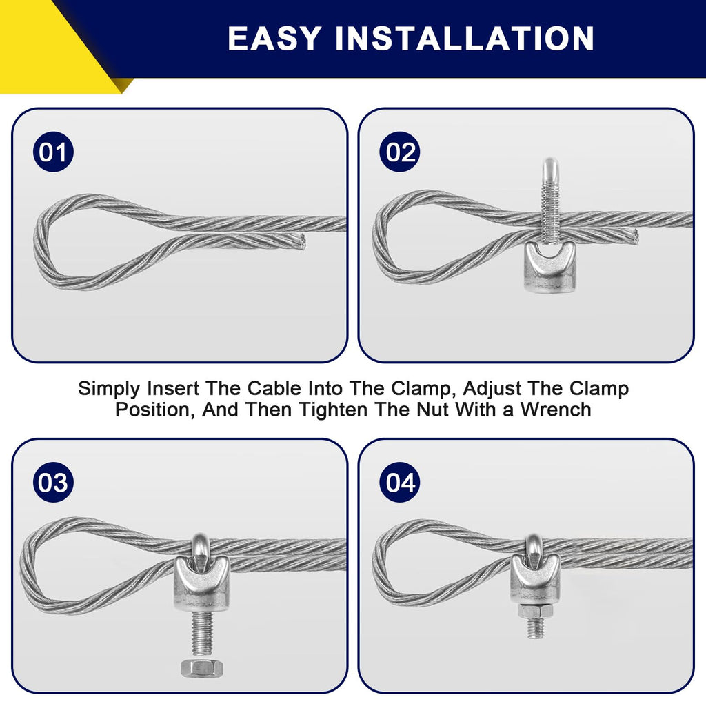 AYMMIC 25 Pcs 1/2" M13 Wire Rope Clip Cable Clamps, Galvanized U-Bolt Saddle Fasteners for Fixed Tent Rope, Wire Rope, Wire Cable, Clothes Lines