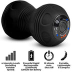 Rolling With It Vibrating Peanut Massage Ball - Deep Tissue Trigger Point Therapy, Myofascial Release - Handheld, Cordless - 4 Intensity Levels - Dual Lacrosse Ball Vibration Massager (Black)