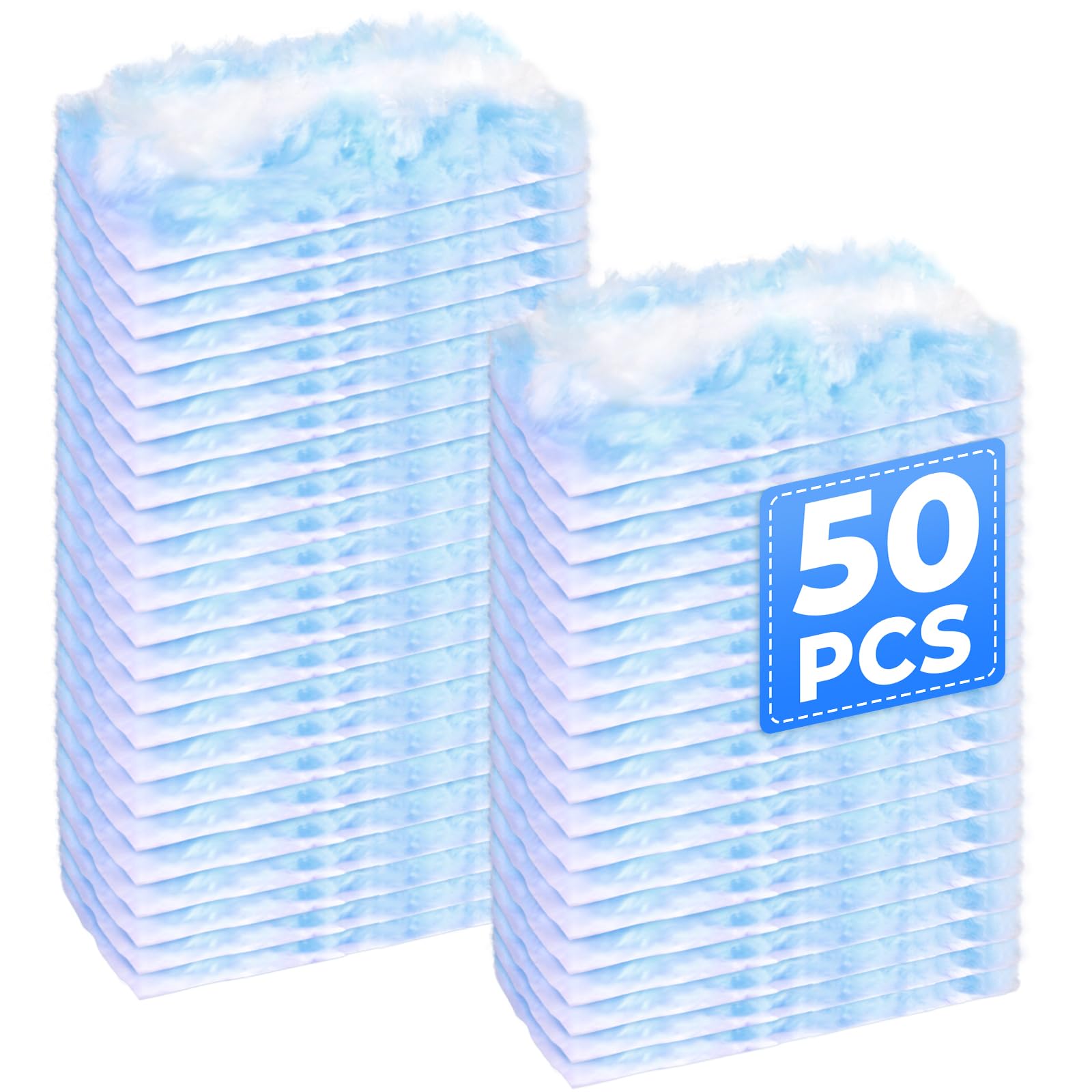 50 Pack Duster Refills Compatible with Swiffer, Disposable Microfiber Replacement Heads for Multi-Surface Cleaning on Blinds, Furniture & Fans, Blue (No Handle)