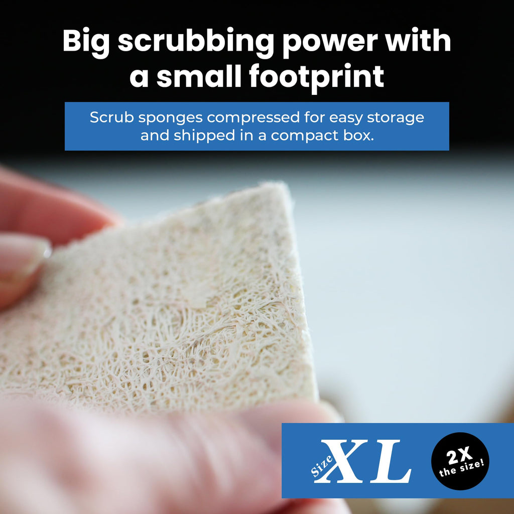 Scrub & Throw XL Scrub Sponges (Pack of 15), All-Purpose Household Natural Loofah Sponges, for Dishes, Cleaning, Non-Scratch