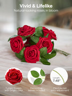 InnoGear Fake Roses 50 Pcs Dark Red Flowers Artificial Faux Foam Floral