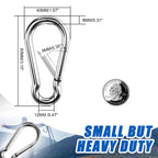 Carabiner Clip Hooks, 50pcs 3.15 inch Carabiners Heavy Duty, 304 Stainless Steel Spring Snap Hook Fits Camping Hiking, Metal Clips for Rope Chain Keys Rings